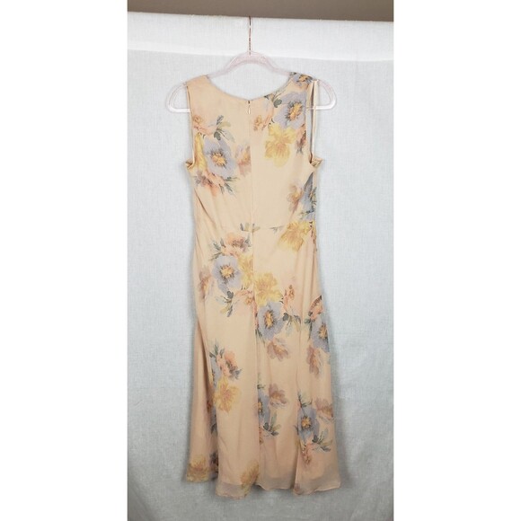 Lauren Ralph Lauren Dress 10 Soft Peach Maxi Long Lined Ethereal Whimsygoth Mom - Picture 2 of 9